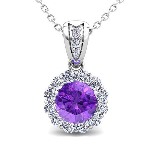 9.90 Carats Collier Pendentif Améthyste Taille Ronde Et Diamant - HarryChadEnt.FR