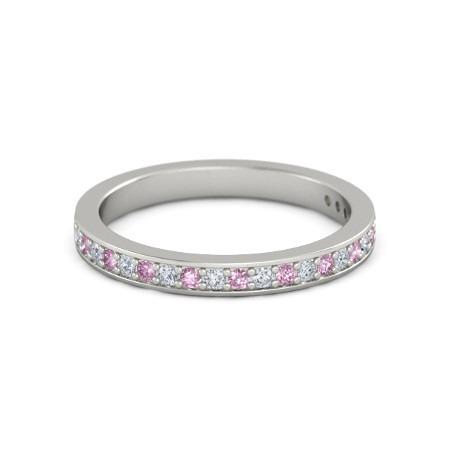 Alliance 0.60 Carats Diamant Rond & Saphir Rose Femme Bijoux - HarryChadEnt.FR