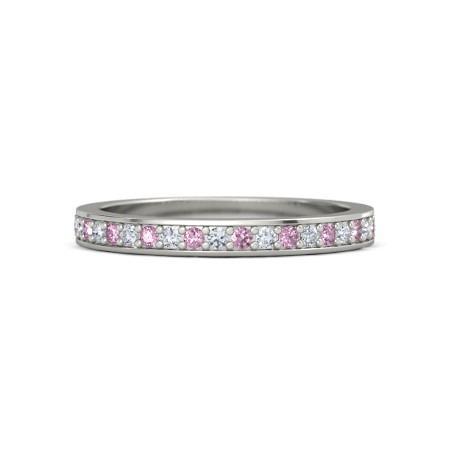 Alliance 0.60 Carats Diamant Rond & Saphir Rose Femme Bijoux - HarryChadEnt.FR