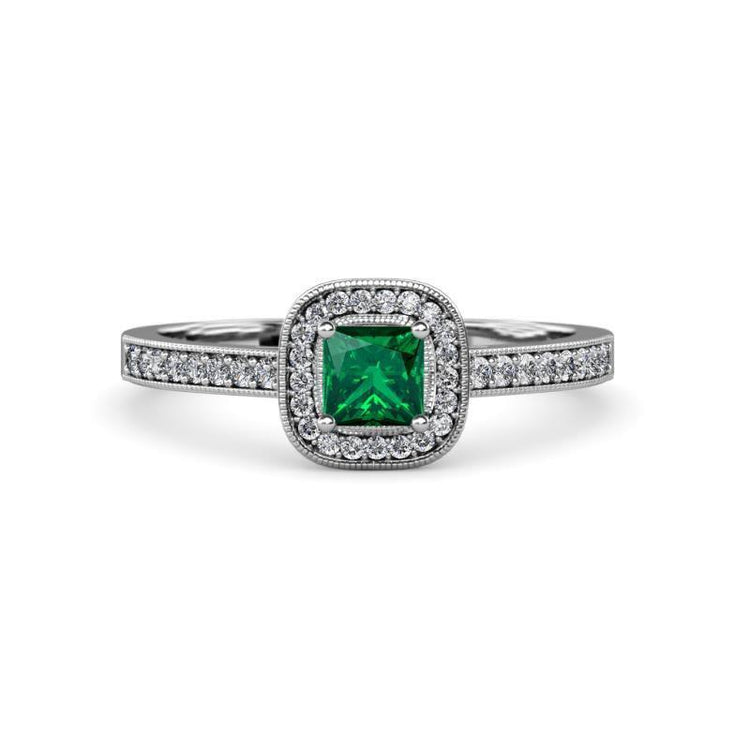 Alliance 3 Carats Vert Émeraude Avec Diamants Or Blanc 14K - HarryChadEnt.FR