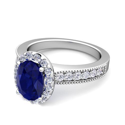 alliance ceylan bleu saphir diamants 4 carats or blanc 14k