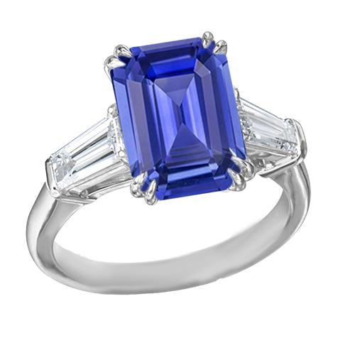 alliance diamant 3 pierres emeraude ceylan saphir 3.50 carats