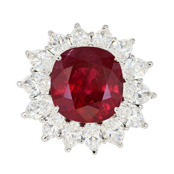 alliance grenat naturel avec diamants or blanc 13 ct 14k