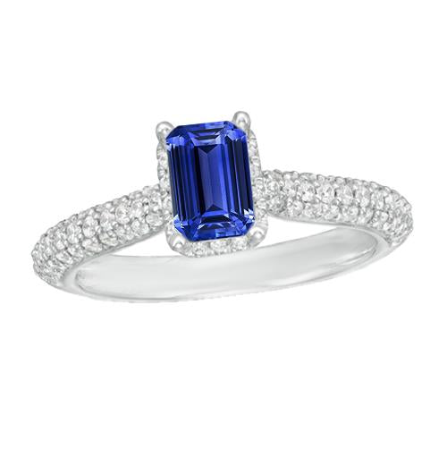 alliance halo pour femme en saphir bleu et accents de diamants 3.50 carats