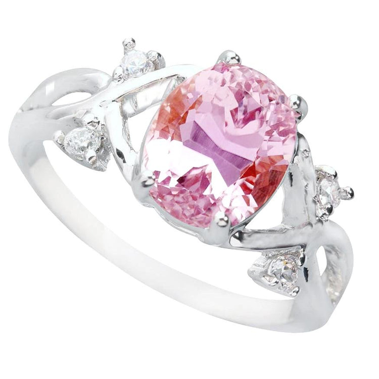 Alliance Or Blanc 14K Kunzite Rose Avec Diamants 32.60 Carats - HarryChadEnt.FR