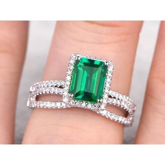Alliance Or Blanc Diamant Émeraude Vert Émeraude 8.50 Carats - HarryChadEnt.FR