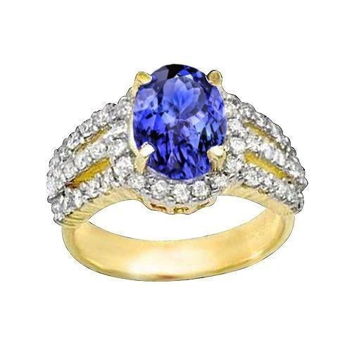 Alliance Ovale Tanzanite Et Diamants Ronds Bicolore 3.50 Carats - HarryChadEnt.FR