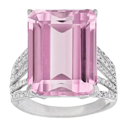 alliance rose naturelle kunzite et diamant or blanc 22 ct 14k