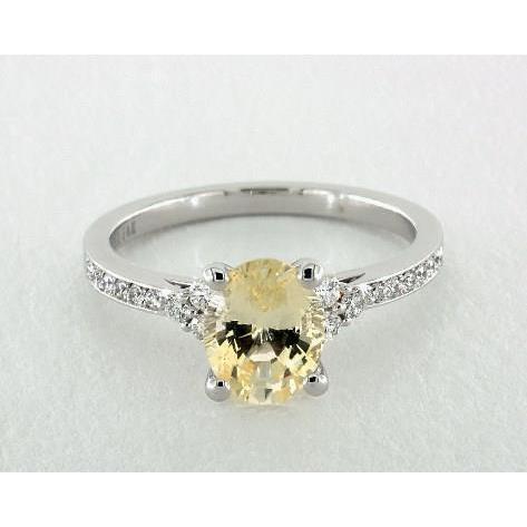 alliance saphir jaune et diamants 3.50 ct or blanc 14k