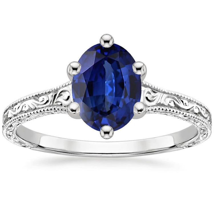 alliance solitaire style antique saphir ceylan 2 carats