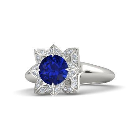alliance sri lanka saphir & diamant 2.50 carats or blanc 14k
