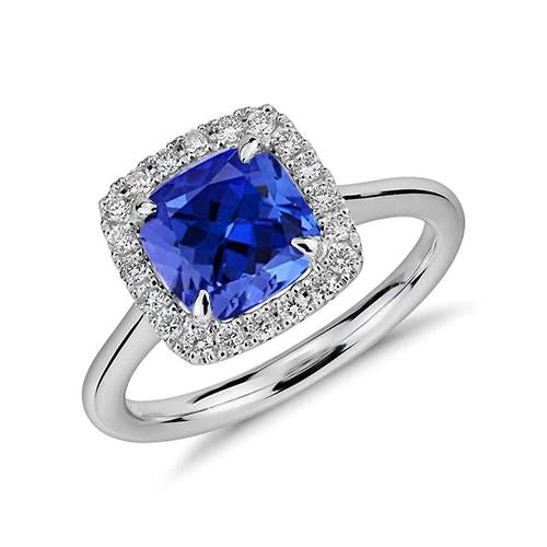 alliance tanzanite avec diamants 7.75 ct or blanc 14k