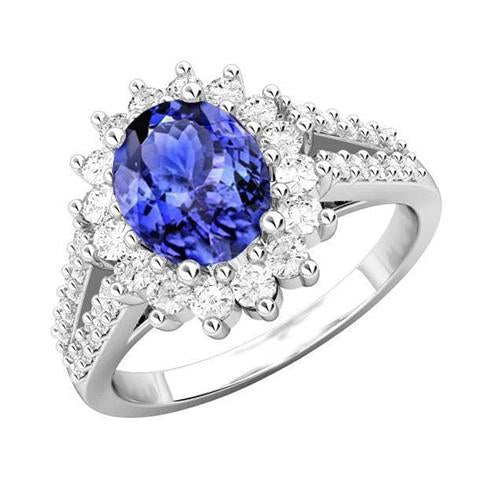 alliance tanzanite et diamants 4.75 carats or blanc