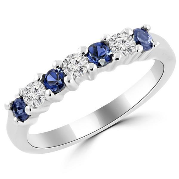 Alliance de 2.45 ct avec diamants saphir Sri Lanka ronds - HarryChadEnt.FR