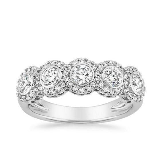 Alliance de diamants taille ronde 3.10 carats en or blanc 14 carats - HarryChadEnt.FR