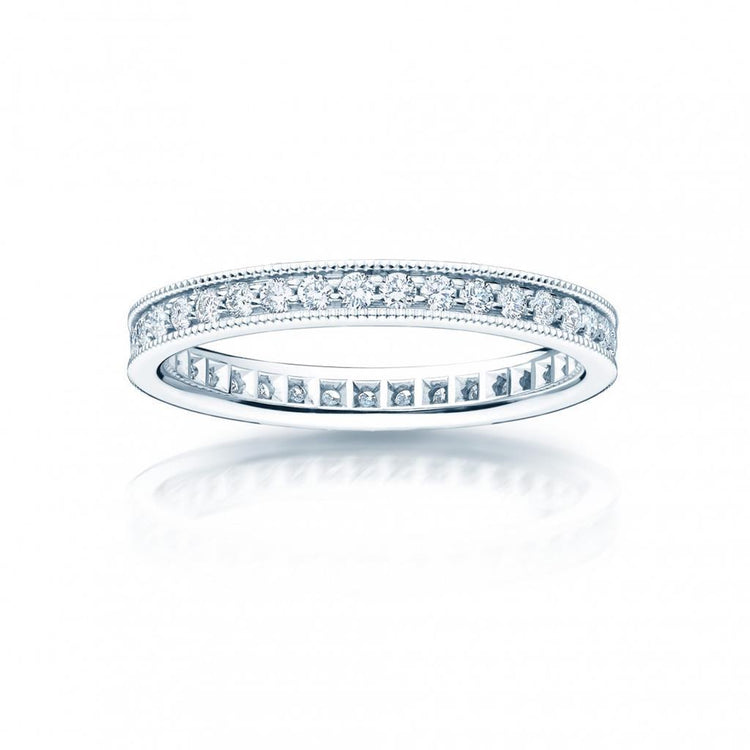 alliance de mariage de dame de style antique de 1.11 ct en or blanc 14k