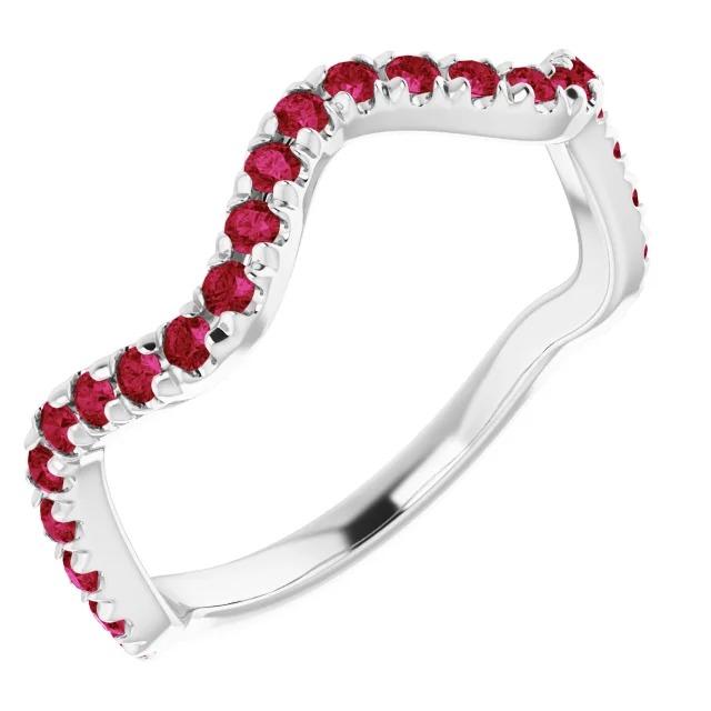 bague 3 carats tige libre pierres rubis or blanc 14k