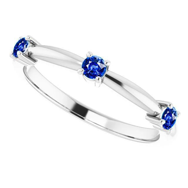 Bague 3 Pierres Anniversaire 0.90 Carats Ceylan Saphir Bijoux Nouveau - HarryChadEnt.FR