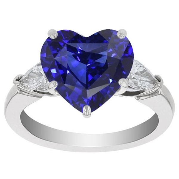 bague 3 pierres poire diamant saphir de ceylan bijoux or 4 carats