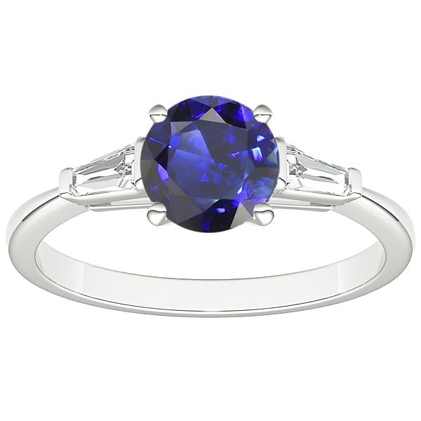 bague 3 pierres saphir ceylan 2.50 carats barrette diamants baguette