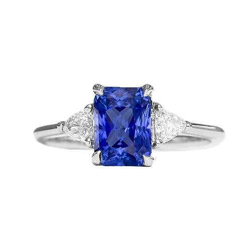 bague 3 pierres en saphir rayonnant pour femme et mille milliards de diamants 2.25 carats