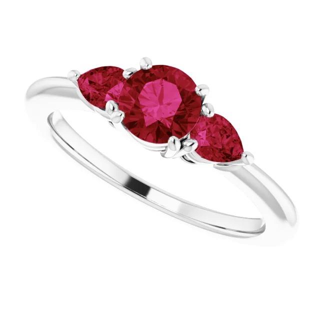 Bague 3 pierres rubis 1.50 carats serti de griffes bijoux pour dames - HarryChadEnt.FR
