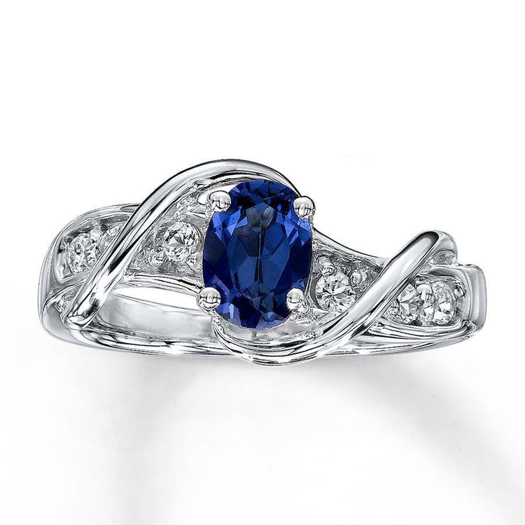 bague anniversaire 1.80 ct ceylan saphir et diamants or blanc 14k