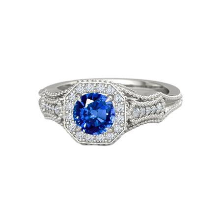 bague anniversaire 2 ct diamants saphir sri lankais or blanc 14k nouveau