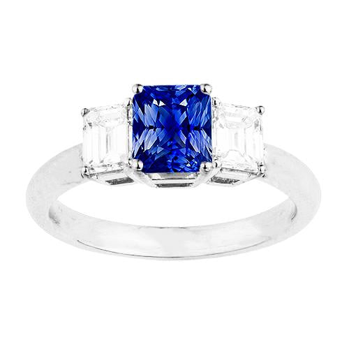 bague anniversaire 3 pierres 2.50 carats ceylan saphir panier serti