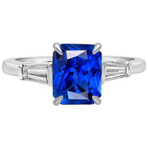 bague anniversaire baguette diamants radiant saphir 3 pierre 3 carats