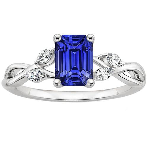 Bague Anniversaire Ceylan Saphir Avec Diamants Marquise 4 Carats - HarryChadEnt.FR