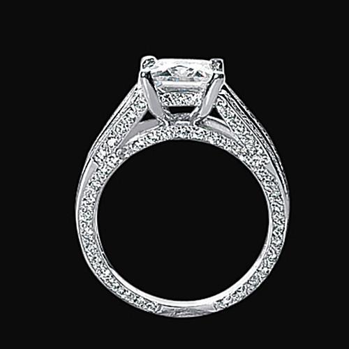 Bague Fantaisie Anniversaire Diamant 3.51 Carat Princesse Diamant Or Blanc - HarryChadEnt.FR