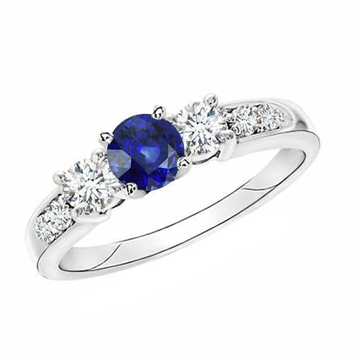 Bague Anniversaire Diamant Or Rond Saphir Ceylan & Diamant 2 Carats - HarryChadEnt.FR