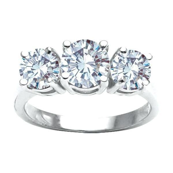 Bague Anniversaire Diamant Rond 3 Pierres 2 Carats - HarryChadEnt.FR