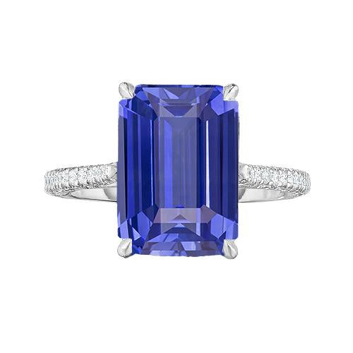 Bague Anniversaire Emeraude Saphir & Diamant 4 Carats Tige Conique - HarryChadEnt.FR