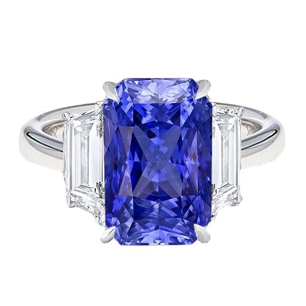 Bague Anniversaire Femme Emeraude Diamants Or Bleu Saphir 5.50 Carats - HarryChadEnt.FR