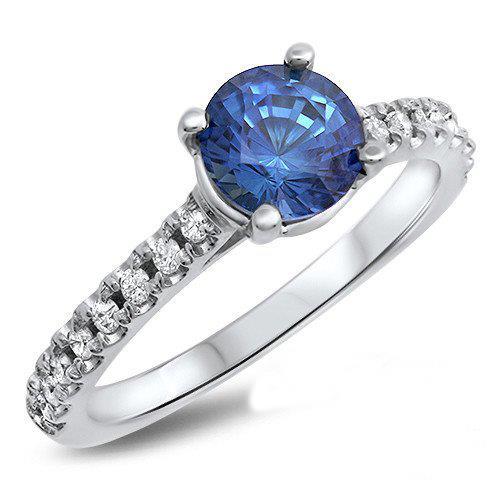 Bague Anniversaire Grand Saphir De Ceylan Rond Avec Diamants 3.30 Carats - HarryChadEnt.FR