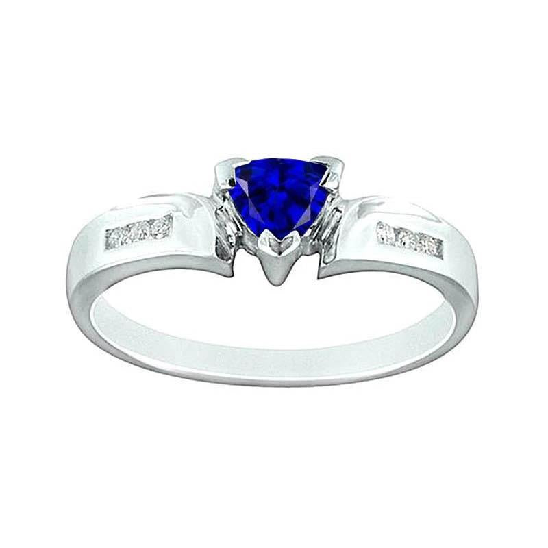 Bague Anniversaire Or Blanc 14K Saphir Ceylan 1.21 Carats Diamants - HarryChadEnt.FR