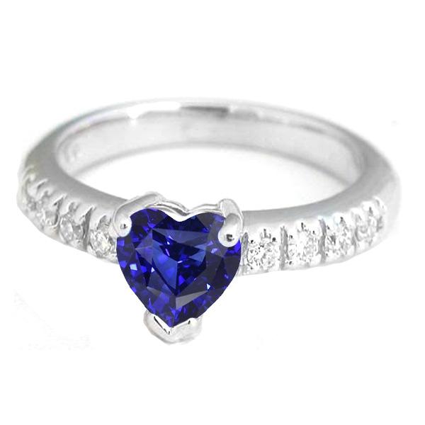 Bague Anniversaire Pierres Précieuses Coeur Saphir Avec Accents De Diamants 2 Carats - HarryChadEnt.FR