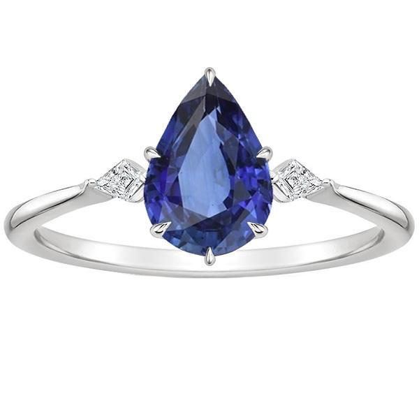 Bague Anniversaire Poire Ceylan Saphir & Marquise Diamants 3 Carats - HarryChadEnt.FR