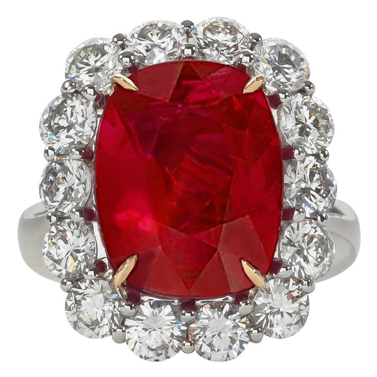 Bague Anniversaire Rubis Coussin Et Diamants Ronds 7 Carats - HarryChadEnt.FR