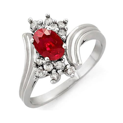 Bague Anniversaire Rubis Ovale Rouge Et Diamant Or Blanc 14K 1.50 Ct - HarryChadEnt.FR