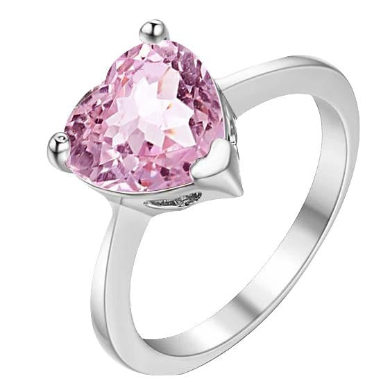 Bague Anniversaire Solitaire Coeur Rose Kunzite 22.50 Ct Or Blanc - HarryChadEnt.FR