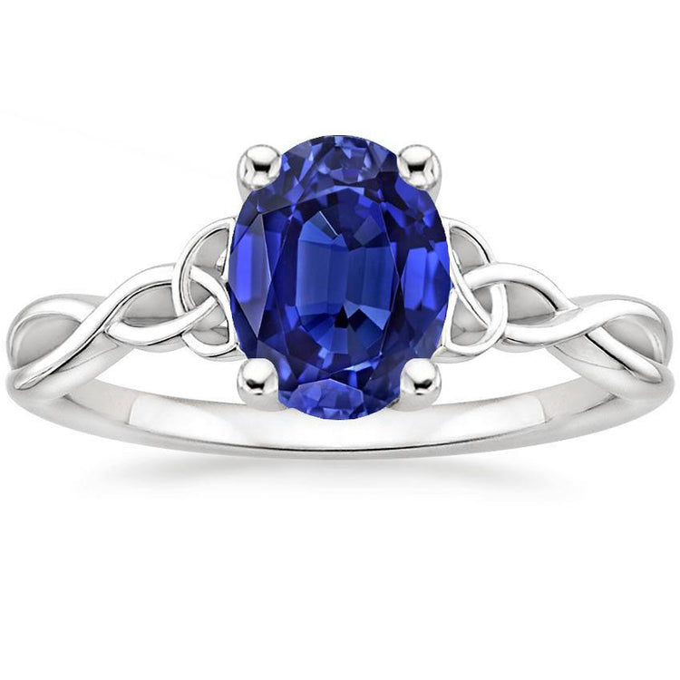 Bague Anniversaire Solitaire Style Vintage Saphir Bleu Ovale 2 Carats - HarryChadEnt.FR