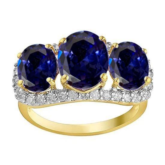 Bague Anniversaire Tanzanite Ovale Et Diamants Ronds 6 Carats - HarryChadEnt.FR