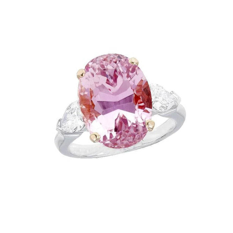 Bague Anniversaire Trois Pierres 19 Carats Kunzite Avec Diamants - HarryChadEnt.FR
