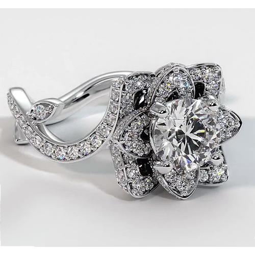 Bague Diamant Fleur De Lotus 2.50 Carats Sertissage 4 Griffes Or Blanc - HarryChadEnt.FR