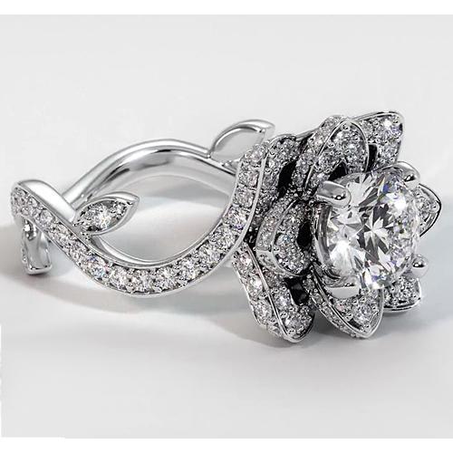 Bague Diamant Fleur De Lotus 2.50 Carats Sertissage 4 Griffes Or Blanc - HarryChadEnt.FR