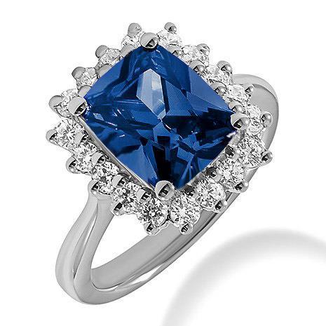Bague Big Cushion Ceylan Saphir Et Diamants Ronds 4 Ct Or Blanc - HarryChadEnt.FR