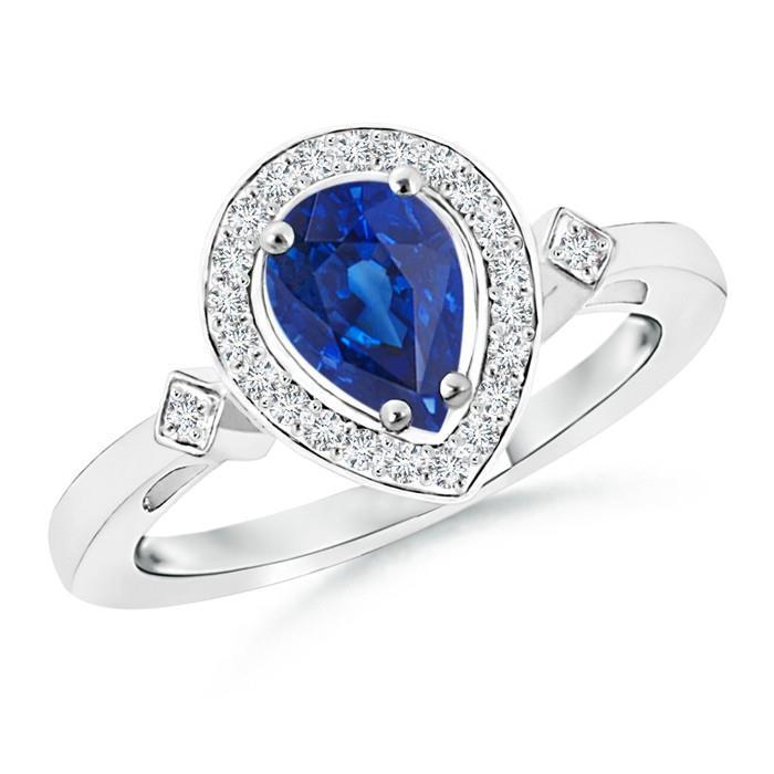 Bague Ceylan Saphir Diamants 3.20 Carats Or Blanc 14K - HarryChadEnt.FR